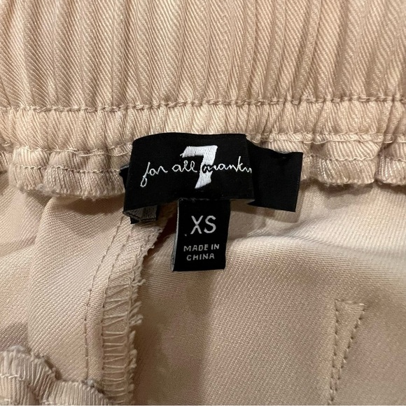 7 FOR ALL MANKIND Drawstring Pants Straight Leg Pull On Trouser Tan Beige XS - Picture 13 of 13